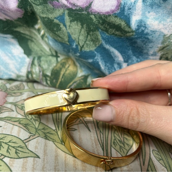🤍💛Kate Spade Gold Heart Bangle Bracelet Set | Gold & Ivory | Live Colorfully Duo - Picture 12 of 12